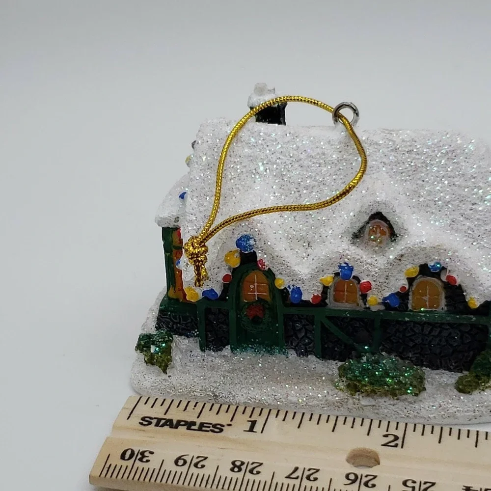 Vintage 1992 Thomas Kinkade Silent Night Snow Covered Cottage Christmas Ornament